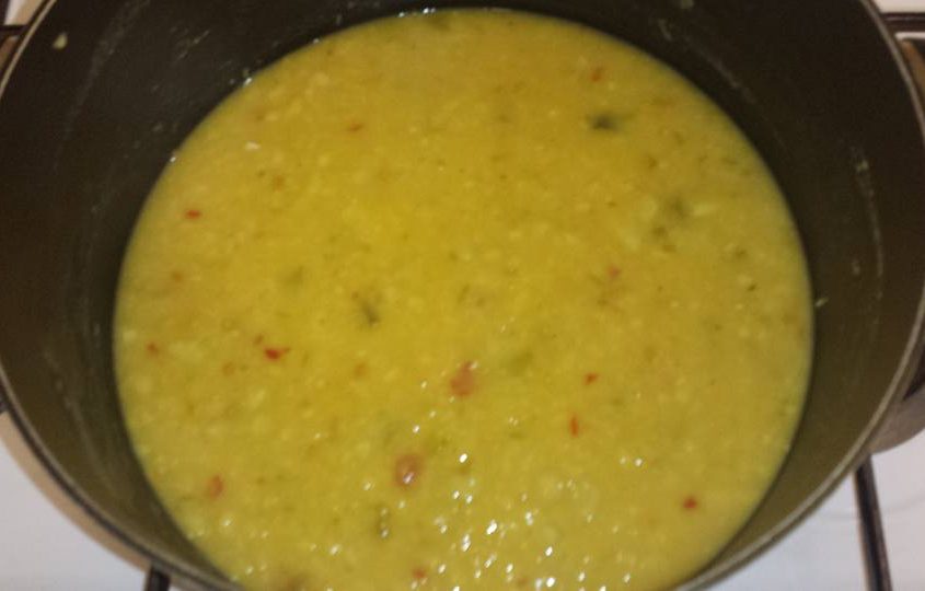 split pea soup with chilli, ginger and lime