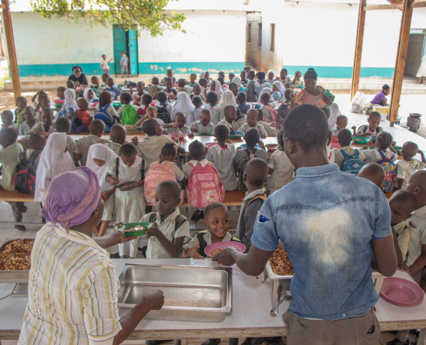First sitting being served lunch